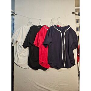 Lot of 4 Pro USA Baseball Jersey Short Sleeve Button Front Navy 2X Made in USA